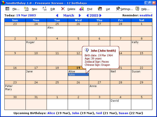 NeoBirthday Screenshot